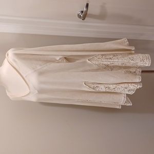 NWT Free People No Frills lace insert ivory asymmetrical sweatshirt tunic top L